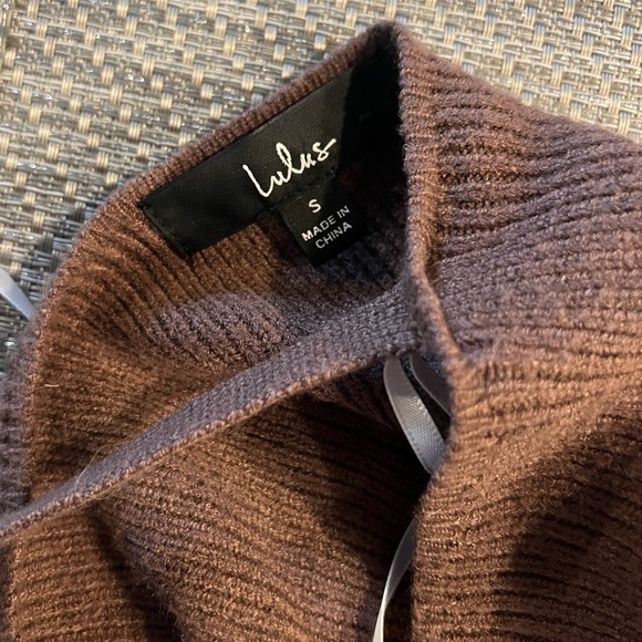 Lulus Sweet and Sophisticated Brown Knit Faux-Wrap Sweater - Picture 6 of 6